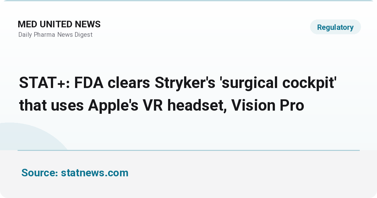 FDA مجوز «کابین جراحی» Stryker با هدست Apple Vision Pro را صادر کرد