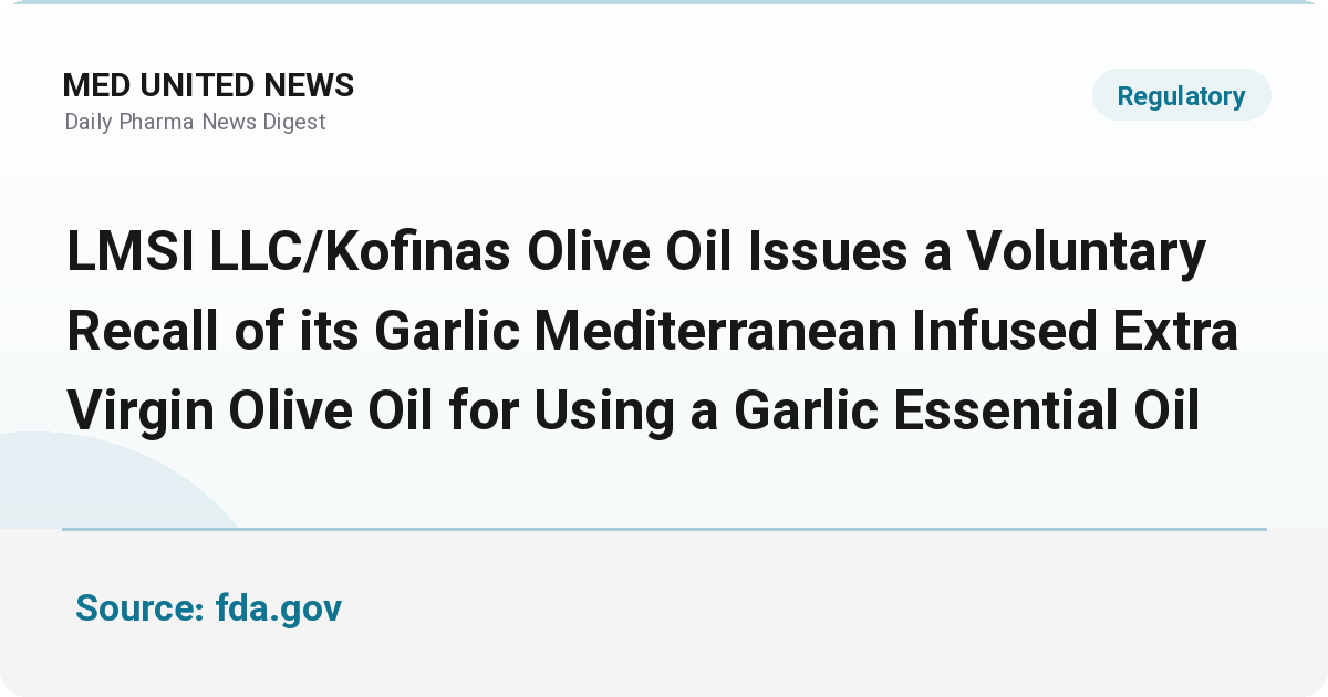 فراخوان داوطلبانه روغن زیتون Kofinas به دلیل اسانس سیر غیرمجاز