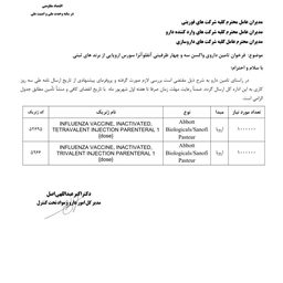 فراخوان سازمان غذا و دارو برای تأمین واکسن سه و چهارظرفیتی آنفلوآنزا از برندهای ثبتی