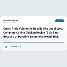 فراخوان داوطلبانه یک لات از غذای سگ Oma's Pride Woof Complete با طعم مرغ